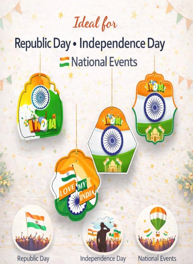 DIGI ART'S DIGI Art’s Indian Tricolor Hanging Frills Decoration | Pack of 8 Paper Cut-Outs | Republic Day & Independence Day Home, School & Office Decor | Lightweight, Reusable, Easy to Hang - Image 5